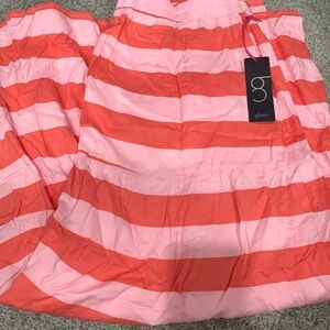 NWT long maxi skirt pink coral orange stripe